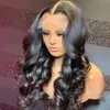 Body Wave 360 ​​Spets Front Wigs Human Hair Pre Plucked Bleached Knots Frontal Wig Free Part 180% Densitet för hög hästsvans och Updo Bouncy Natural Color Diva1