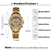 Wristwatches Women Watches Bling Luxury Watch Fashion 2022 Chronograph Roman Numerals 18K Gold Ladies Quartz Wristwatch7523110