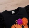 Completi di abbigliamento Neonate Vestiti di Halloween Set Manica lunga Lettera Pagliaccetto stampato Gonna di filato multicolore Copricapo Costume 221007