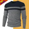 Suéter Masculino Engrossar Suéter Pulôver Masculino Outono Qualidade Slim Suéter Tops Jumper Homem Malhas Masculino Inverno Listrado Jersey Menino Moletom T 221008