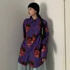 Women's Blouses Harajuku Shirt Women Emo Print Blouse Grunge Korean Style Button Up Ladies 2022 Anime Gothic Clothes Ulzzang