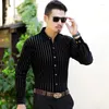 Men's Casual Shirts Mens Gold Velvet Clothes Autumn Winter Hollow Shirt Sexy Male See Through Dress