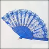Arts And Crafts Arts Crafts Lace Dance Fan Show Craft Folding Fans Rose Flower Design Plastic Frame Silk Hand Drop Delivery 2021 Home Dhzyl