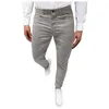 Pantalons pour hommes Vêtements blancs Salopettes confortables pour hommes Jambe droite boutonnée Imprimé imprimé avec poche