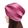 Opaski na głowę Nowe damskie aksamitne turban czapka miękki rozciąganie krzyżowa skręcanie czapki muzułmańska głowa szalik samica elegancka stała kolor akcesoria do włosów