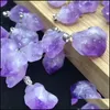 Pendant Necklaces Amethyst Pendant Necklaces Leather Rope Crystal Cluster Necklace Jewelry Accessories 2 5Ks Q2 Drop Delivery 2021 Pen Dhq4M