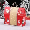 Red Handle Gift Box New Year Party Decoration for Cookie Candy Nougat Packaging Santa Claus Favor LX5169