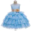 Robes fille 4-10 ans enfant en bas âge enfants Tutu robe robe de bal fête princesse demoiselle d'honneur fleur vêtements avec ceinture en Satin