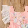 Rompers Princess Baby Girls spets broderad romper Sweet Baby Ruffle Fly ärmar Backless Jumpsuit Summer Romper 024m J220922