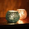 Candle Holders Classic Glass Ice-Cracked Spherical Candlestick Romantic Candlelight Dinner Decoration Festival Gifts