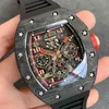 Luxo Mechanics Mechanics Watches Richa Milles Wristwatch Multifuncional Timing de Carbono Fibra de Carbono Relógio Masculino Mecânico de Vinho Mecânico Mecânico M PP1O TI01