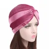 Stirnbänder Neue Damen Samt Turban Hut Weiche Stretch Cross Twist Cap Muslimischer Kopf Schal Weiblich Elegant Einfarbig Chemo Haarschmuck Geschenk