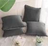 Pillow Simple Solid Color Velvet With Pompon Ball Pillows Decor Home Car Living Room Pillowcase Cover