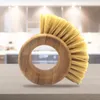 Table Mats Multifunctional Bamboo Dish Brush With Ring Shaped Handle Fruit Vegetable Cleaning For Kitchen Dishes Pan Pot Intensely
