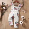 Rompers Baby Girl Romper Summer Clothes Newborn Ruffle Shoulder Straps Sleeveless Square Neck Flower Pattern Printed Jumpsuit J220922