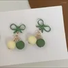 Boucles d'oreilles à tige coloré L Simple et mignon 925 en argent Sterling nœud papillon petite forme de boule pour les femmes étudiant petite amie bijoux