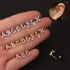 Stud Earrings 1 Pcs Trendy Multiple Style Letter Shape Inlaid Zircon Steel Gold Color Ear Piercing Earring Women Jewelry Accessories