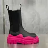 Sonbahar Kış Bayanlar Yarım Bot Lüks Deri Botlar Tasarımcı Ayakkabı Elastik Bant Dalga Gökkuşağı Kurşun Trend Kadınlar Chelsea Kalın Bottom 34-41 Kutu