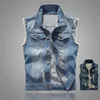 Männer Westen Denim Weste Zerrissene Jean Jacke Hip Hop Jeans Mäntel Weste Männer Cowboy Marke Ärmellose Männliche Tank Plus Größe 6XL 221008