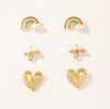6pcs Girls 3 Pars Rainbow Love Cartoon Stud Brincos fofos de dezembro-birthstones