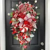 Decorative Flowers Wreaths Christmas Wreath Candy Cane Artificial Wreath Window Door Hanging Garlands Rattan Home Christmas Decoration 2023 T221007