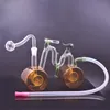 1set Mini Glass Oil Burner Bong Water Pipes Recycler Dab Bicycle Artwork Hand Hookah Thick Pyrex Small Beaker Bongs with 10mm Oil Burner Pipe and Hose
