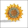 Decorative Objects Figurines Sunflower Brooch With Diamonds Botanical Flowers Cor Fashion Alloy High-End Jewelry Drop Delivery 2021 Dhpgr