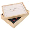 Home Decor Beige Velvet Jewelry Tray Jewellery Organizer Storage Box Watch Holder Necklace Ring Earring Pendant Stand Series