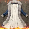 Kvinnors päls mode vinterkvinnor jacka 2022 stor krage lång varm plus size bomull överrock eleganta damer överrockar ytterkläder 3xl