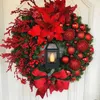 Red Christmas Wreath for Front Door Champagne Gold Window Wall Door Decorations Christmas Garland Ornament Guirnalda Navidad G230518