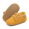 Первые пешеходы 14 Колорных рожденных мальчиков Pu Laceup обувь для маленьких девочек высококлассная нерешковая мягкая подошва