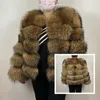 Womens Fur Faux BEIZIRU Real Raccoon Coat Donna Inverno Argento Top con cappuccio Natural Luxury Giacche Warm Thick Make To ure 221007