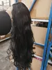 Кружевные парики человеческие волосы волны волны фронтального парика 26 дюймов черная Color4001791