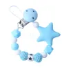 Party Favor Baby Pacifier Clips Silicone Beads Star Clip Cute Soother Holder Infant Nipple Teether Newborn Chew Toys Feeding Accessories DE810
