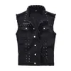 Hommes gilets Denim gilet Punk Rock Rivet Cowboy noir jean gilet mode moto Style sans manches veste M-5XL 221008