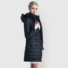 Womens Yoga Cotton Down Hooded Jacket Outfit Solid Color Puffer Coat Sports Long Style Winter Outwear Keep Warm