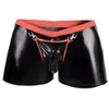 Sous-vêtements hommes Boxer Sexy Lingerie mode hommes culottes en cuir artificiel sans entrejambe Sissy slips sous-vêtements gai tongs