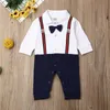 Barboteuses 2020 bébé automne vêtements gentleman vêtements nouveau-né bébé garçon à manches longues arc combinaison coton tenue barboteuse 2 style vêtements J220922