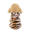 Dog Apparel Autumn Winter Warm Pet Clothes Suit Flannel Tiger Transfiguration Button Pets Acessorios Halloween Costume