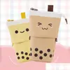 Pencil Cases Pencil Cases Korean Creative Cute Milk Tea Drop-Down Pen Bag Can Stand Retractable Round Cartoon Holder Storage Drop Del Dhrtz