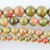 Natural Unakite Jasper Stone P￤rlor Runda l￶sa p￤rlor 6 8 10 12 mm plockstorlek f￶r smycken som g￶r DIY -armband 15 "Strand BY914