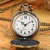 Pocket Watches Retro Bronze Crown Display Pendant Necklace Quartz Movement Antique Clock med 80 cm tröja kedjegåvor unisex