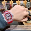 wielofunkcyjny superklonowy zegarki na rękę na rękę luksus Richa Milles Designer Crystal Transparent Skull Men's World Men Mechanical Watch H L9CJ