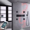 Badrumsduschuppsättningar matt svart termostatisk kranuppsättning 24 12 tum led med musikfunktioner duscher combo handhållare