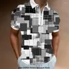 Men's Polos Man 3D Printing Geom￩trie Polo Mens Mens ￠ manches courtes d￩contract￩es