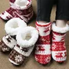 Slippers wintervloer schoenen vrouw hoouse slippers kerst eland indoor sokken schoenen warme bont contton slipper pluche binnenzool anti-skid sole 230820