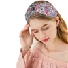 Pannband brett pannband för kvinnor flickor bohemiska hårband blommor tryck pannband yoga headwrap vintage knut cross turban bandage bandanas t221007