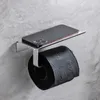 Toilet Paper Holders Bathroom Wall Matte Black Movable Roll Holder with Phone Storage 221007