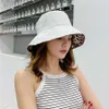 Wide Brim Hats New Leopard Panama Hat Women Japanese Double-Sided Sunshade Bucket Hats Female Sun Protection Sunscreen Caps Wholesale P230311