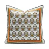 Cuscino con nappe vintage, motivo floreale arancione, mandala, in velluto, decorativo per la casa, 45 x 45 cm, poltrona letto per soggiorno